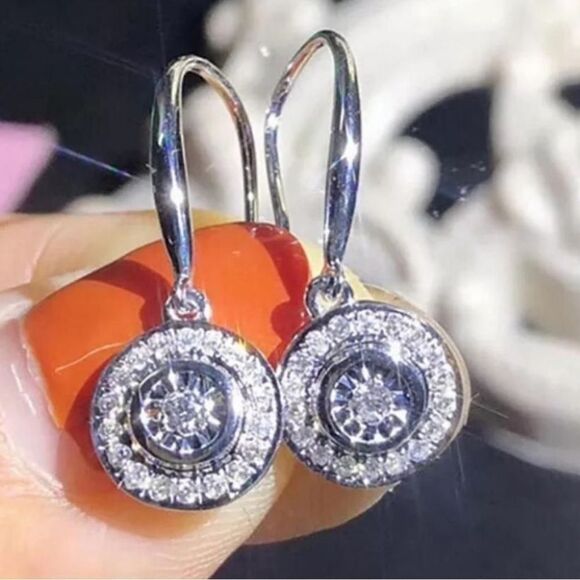 The Dazzling Dish 925 Silver and Cubic Zirconia Drop earrings - Picture 1 of 4